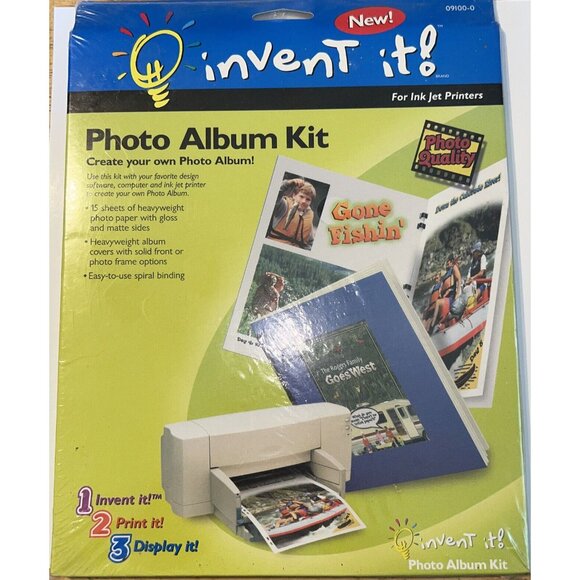 Invent It! DIY Photo Album Scrapbook Kit with Sheets & Covers For Inkjet Printer - Picture 1 of 2